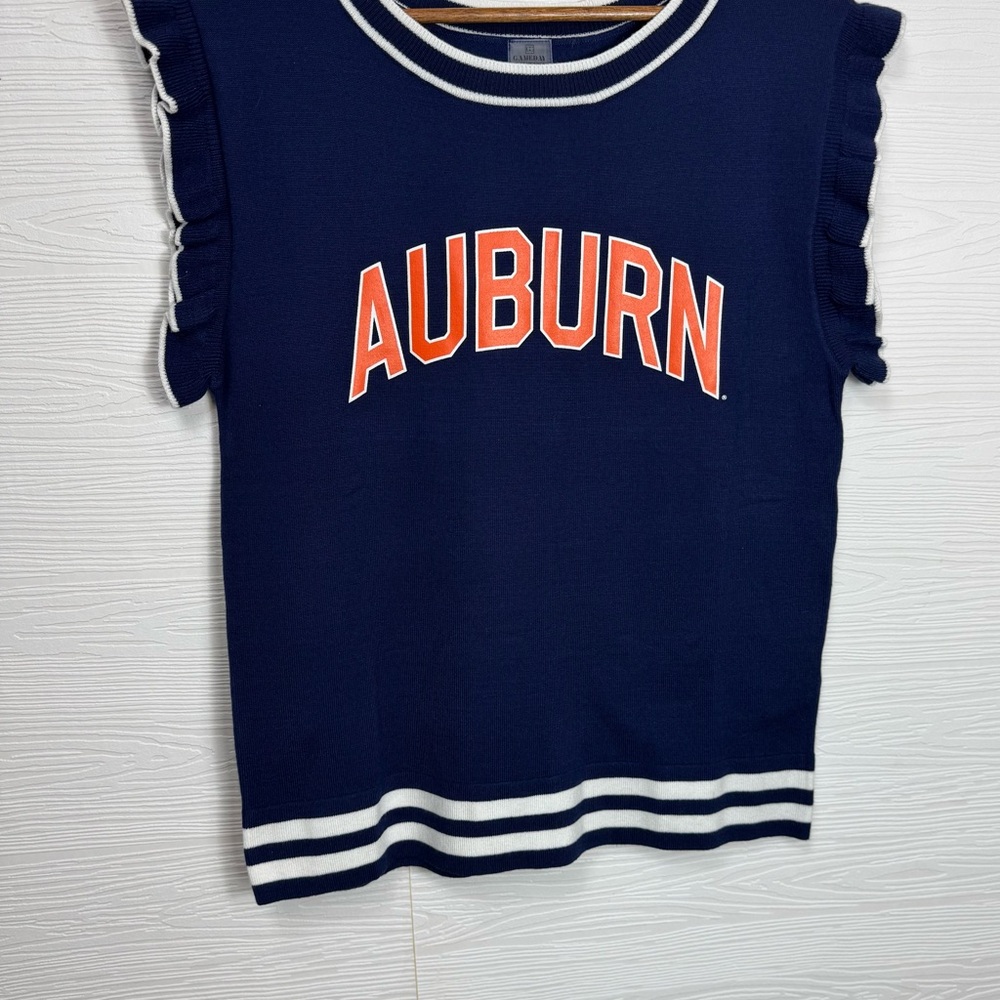 Auburn Navy Sleeveless Ruffle Bring The Drama Top - Picture 3 of 9